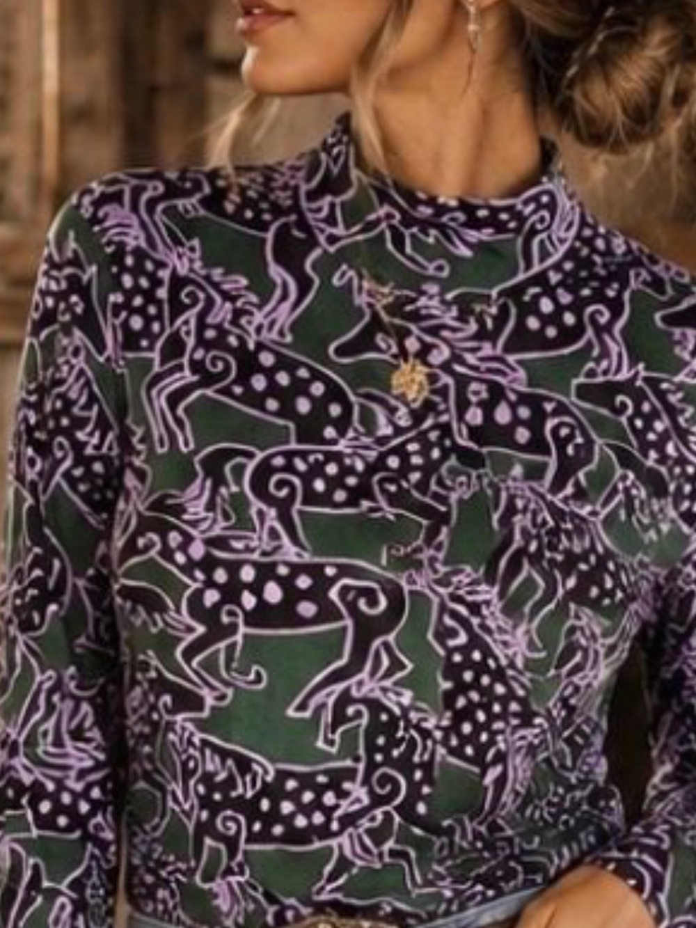 Tara Whalley Horse Print Mesh Top NWT Medium